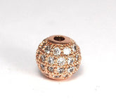Clear Crystal Rose Gold Cubic Zirconia Beads, 8mm Round